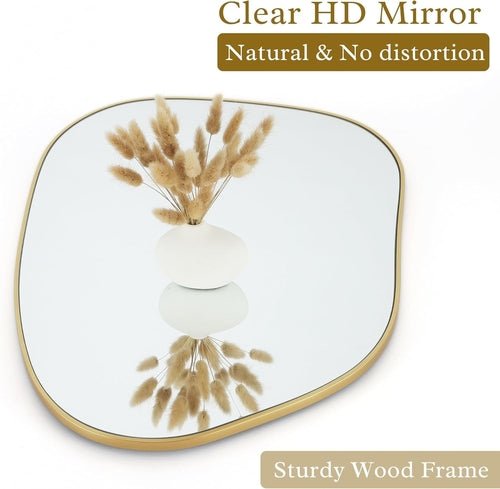 Asymmetrical Gold Wall Mirror — Wood Frame - lit&Co