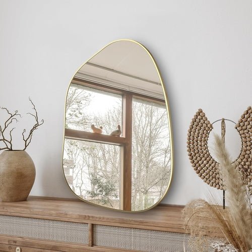 Asymmetrical Gold Wall Mirror — Wood Frame - lit&Co