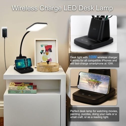 LED Desk Lamp with Wireless Charger — Matte Black - lit&Co
