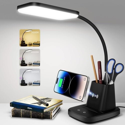 LED Desk Lamp with Wireless Charger — Matte Black - lit&Co