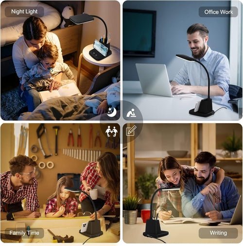 LED Desk Lamp with Wireless Charger — Matte Black - lit&Co