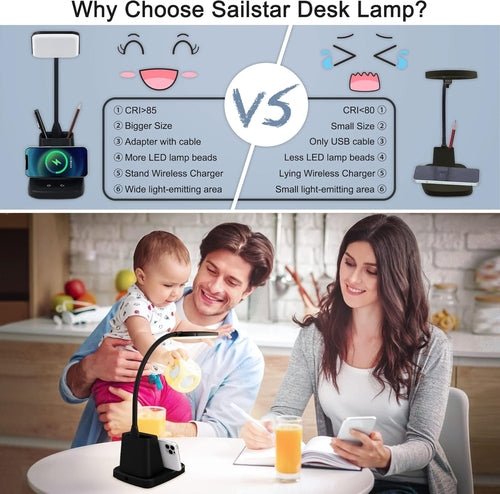 LED Desk Lamp with Wireless Charger — Matte Black - lit&Co
