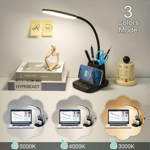 LED Desk Lamp with Wireless Charger — Matte Black - lit&Co