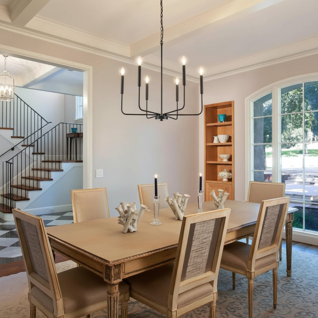 Modern Black 6 Light Chandelier Dining Farmhouse Pendant - lit&Co