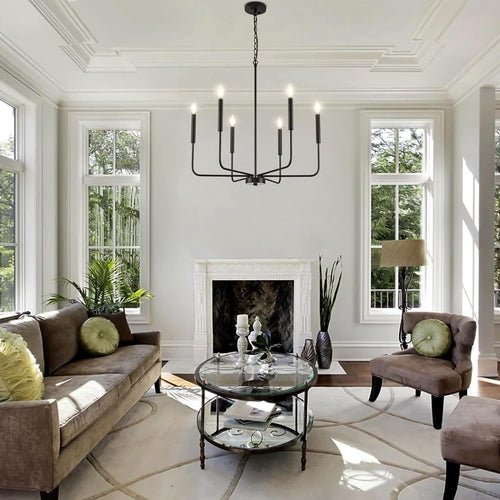 Modern Black 6 Light Chandelier Dining Farmhouse Pendant - lit&Co