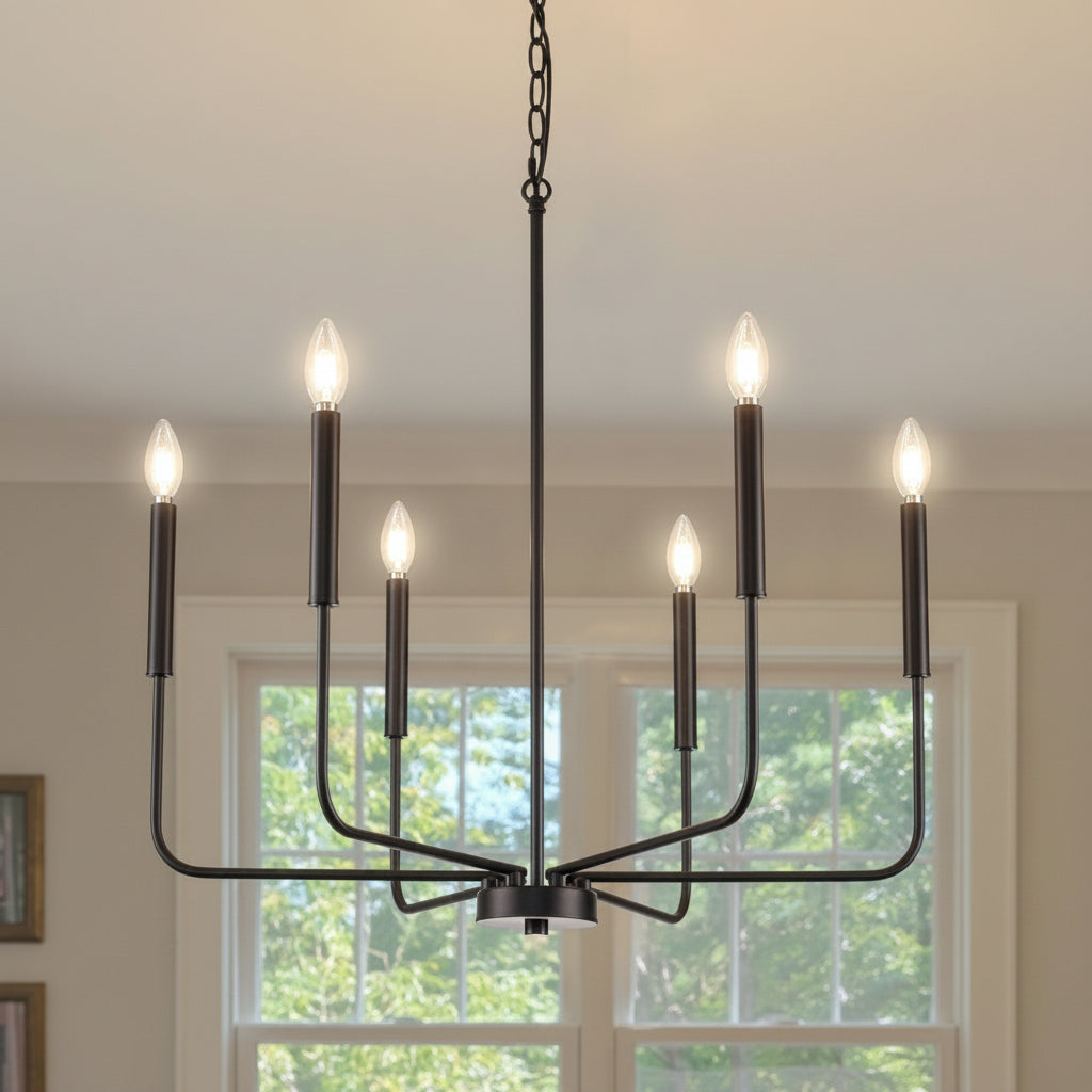 Modern Black 6 Light Chandelier Dining Farmhouse Pendant - lit&Co