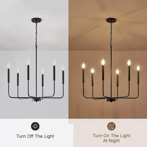 Modern Black 6 Light Chandelier Dining Farmhouse Pendant - lit&Co