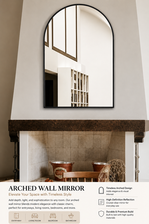 Arched Full-Length Mirror — Matte Black Frame